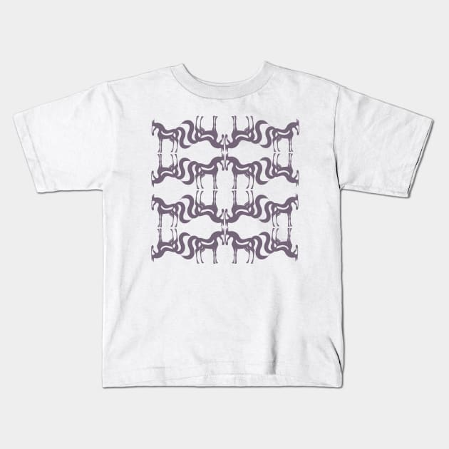 The Essence of a Horse Ornamental Pattern (Beige and Mauve) Kids T-Shirt by illucalliart